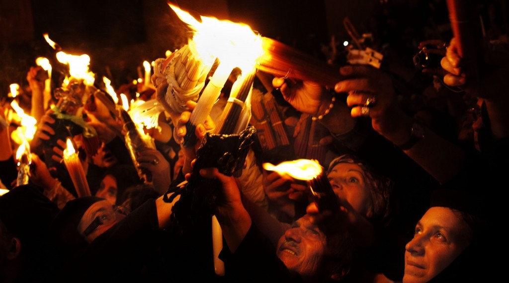 People celebrating Jerusalem's Holy Week, one of the most famous festival around the globe