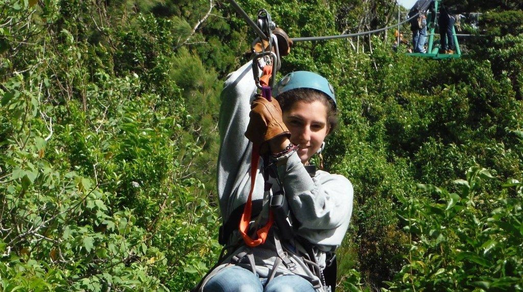 A woman enjoying the Monteverde Zipline