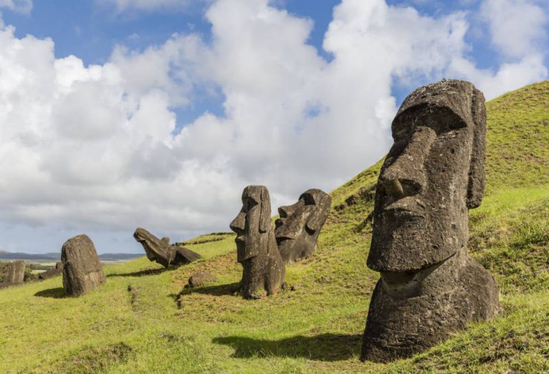  Moai on Easter Island, Rapa Nui National Park, UNESCO World Heritage Site, Easter Island