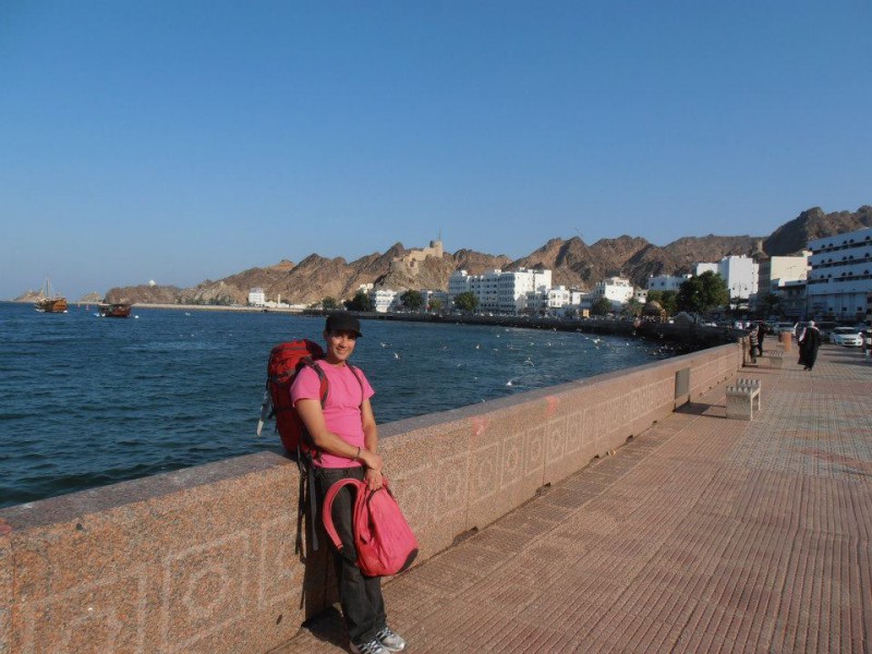 Man standing in front of Corniche in Muscat, oman