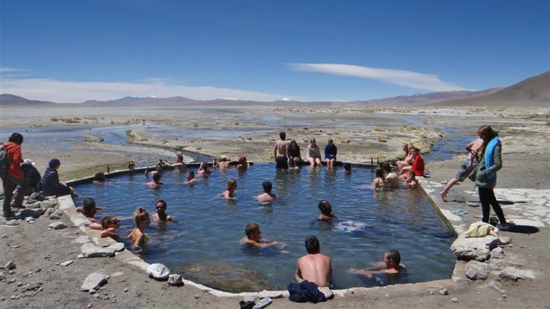 A group in a hot spring in Bolivia