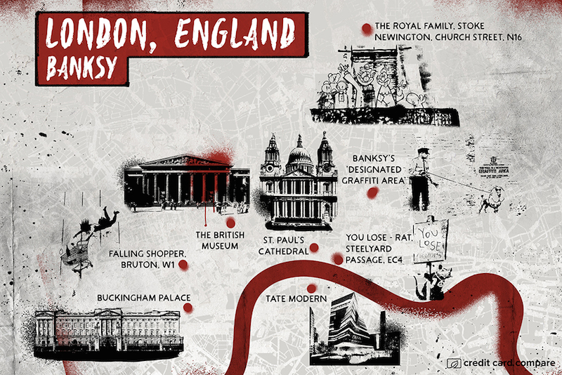 Banksy- Famous artists draw their hometown maps 