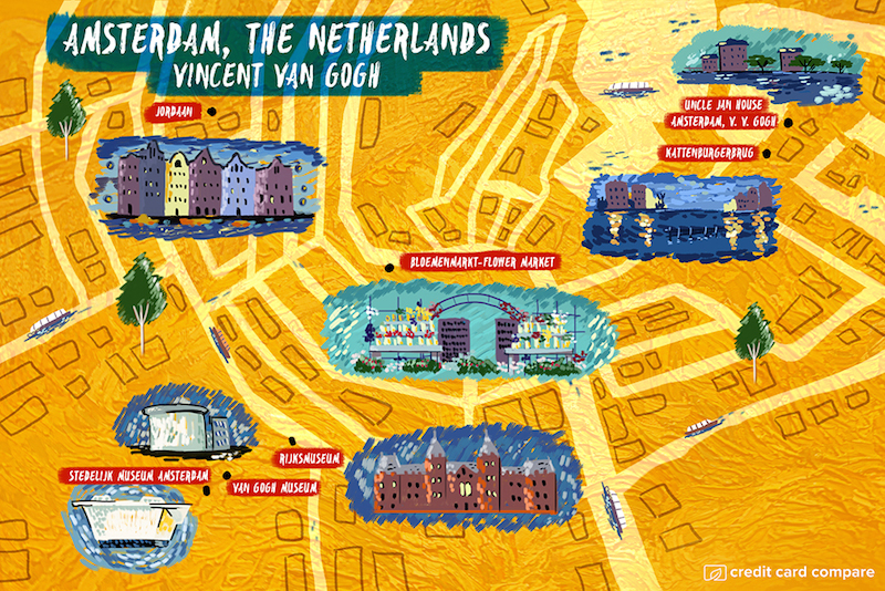 Vincent Van Gogh- Famous artists draw their hometown maps 