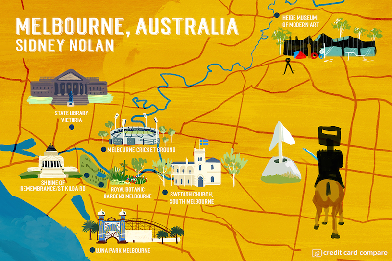 Sidney Nolan- Famous artists draw their hometown maps 