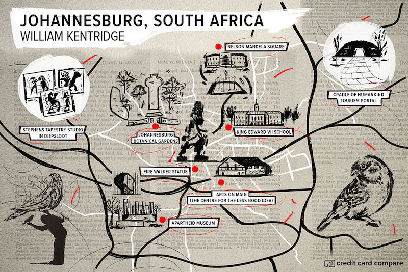 William Kentridge- Famous artists draw their hometown maps 