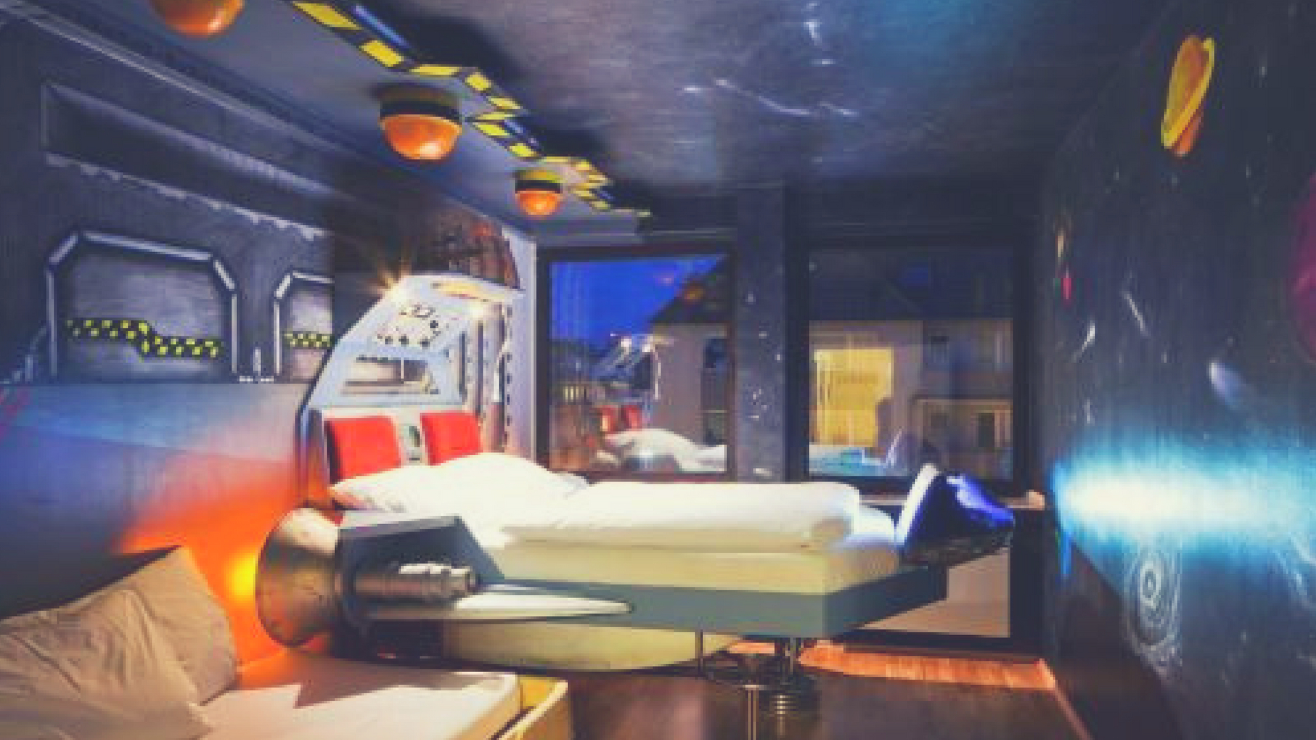 A spaceship themed room in one of the most unique hostels in Germany, Die Wohngemeinschaft Hostel
