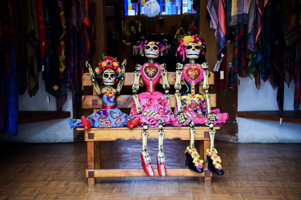 Dressed up skeletons for the day of the dead celebrations in Mexico