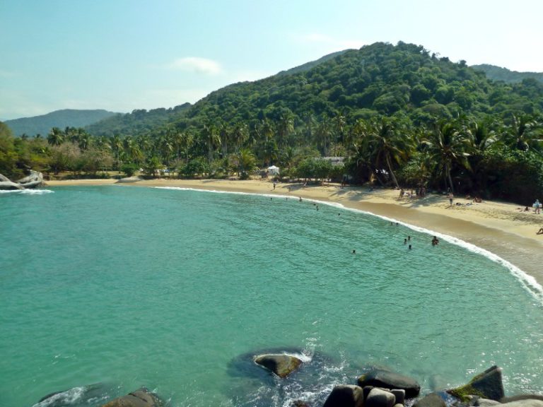View of mountains, beach and Ocean in Tayrona National Park