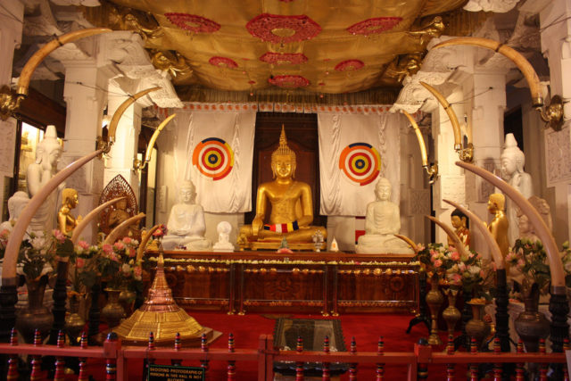 Inside the temple of tooth in Kandy, Sri Lanka
