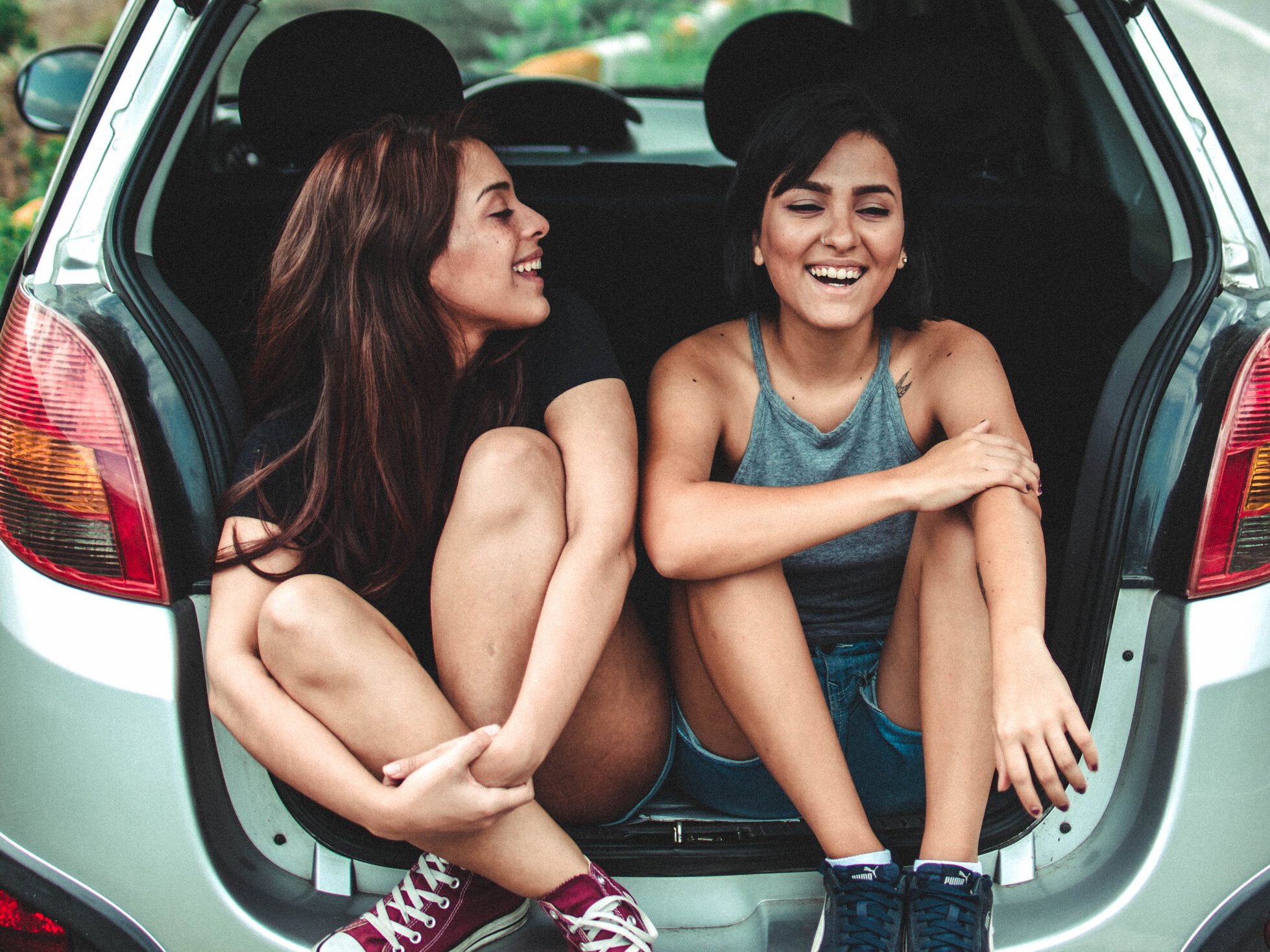 having fun on road trip
