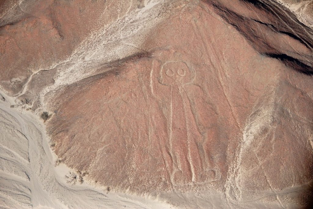 Close up of Nazca Lines on Rock Peru