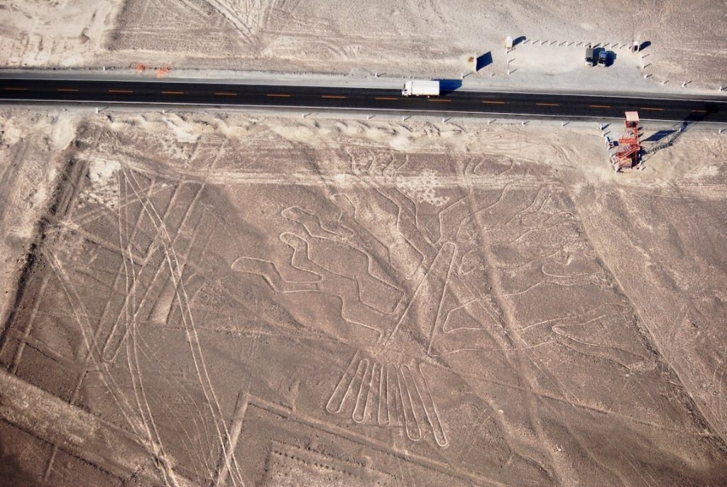 overhead view of nazca lines in peru