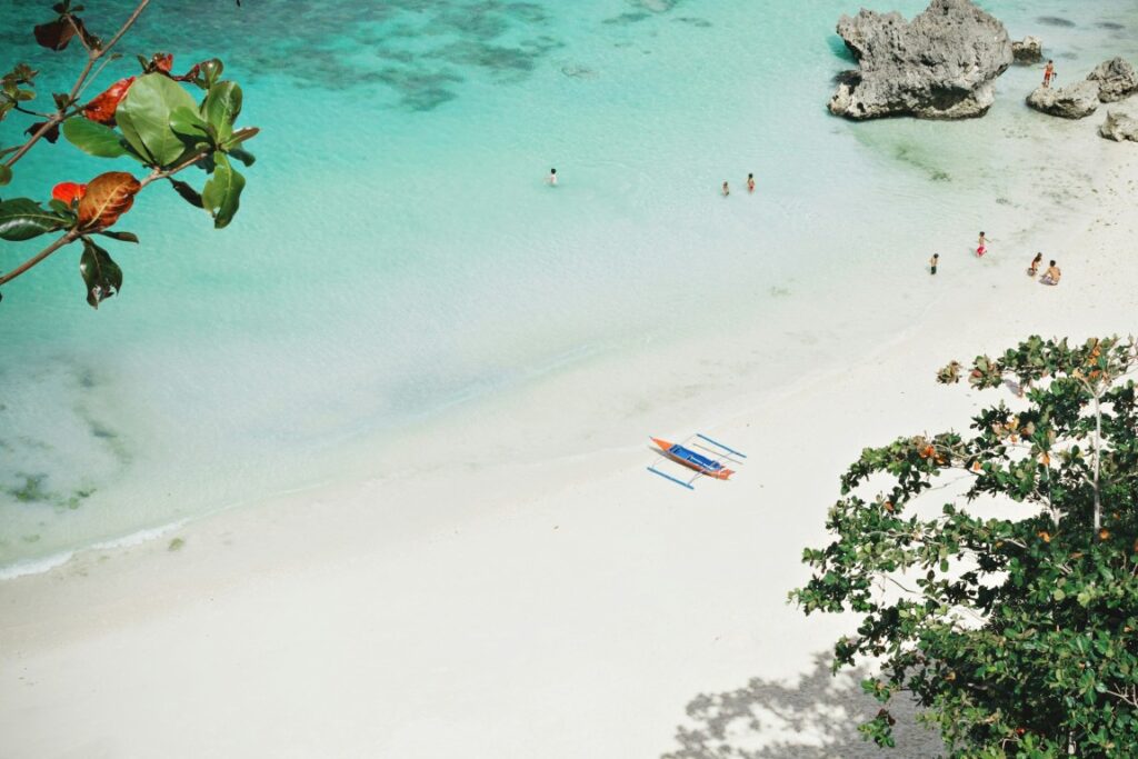 birds eye view of an island in boracay philippines