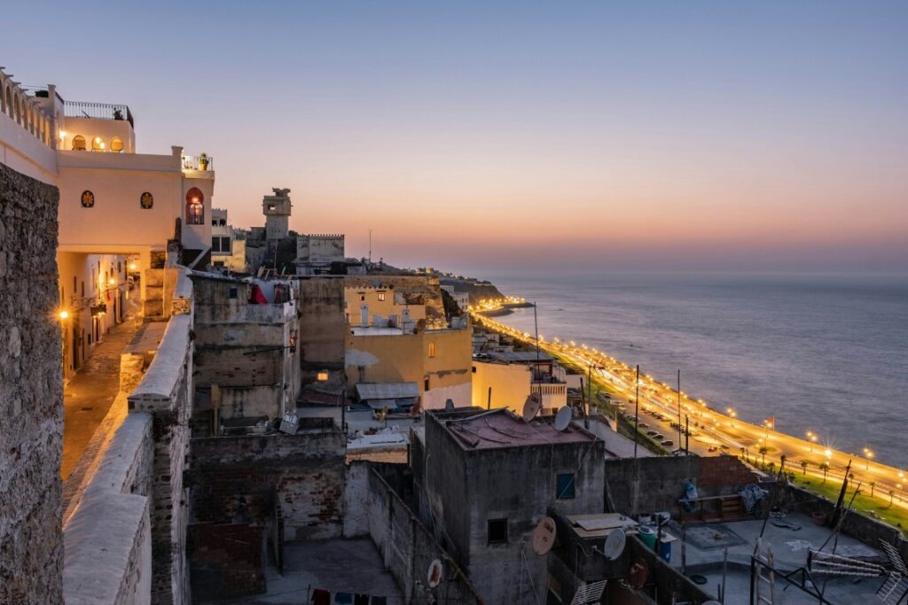 building view of the beach in tangier morocco