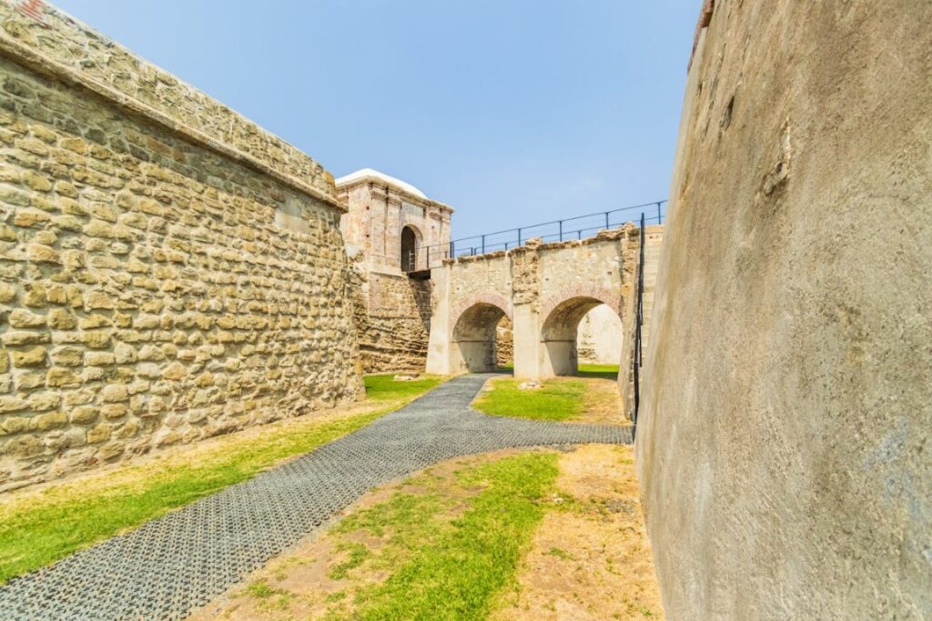 cemented walls and pathways of a tourist destination in colon panama