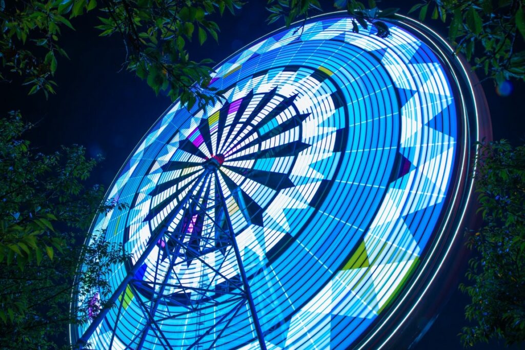 flower and diamonds ferris wheel in edogawa tokyo japan'
