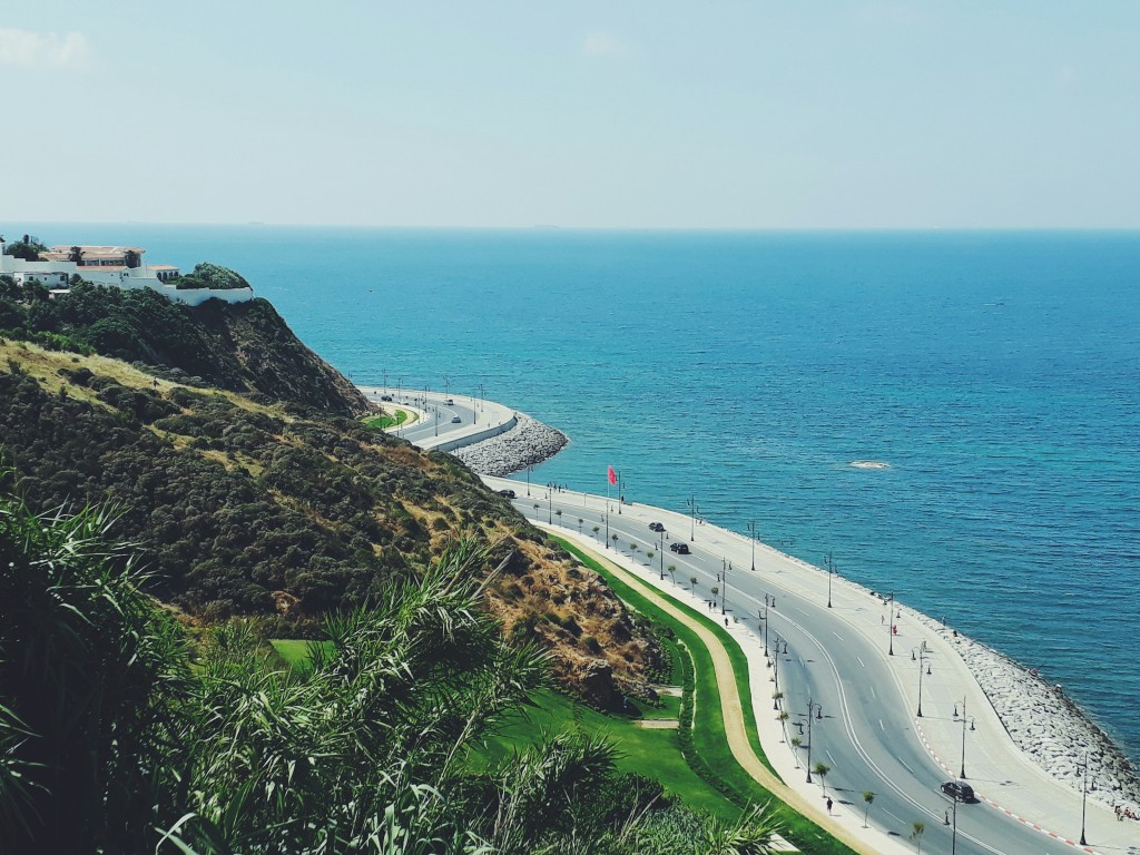 mountain, roadside, and beach view of tangier in morocco