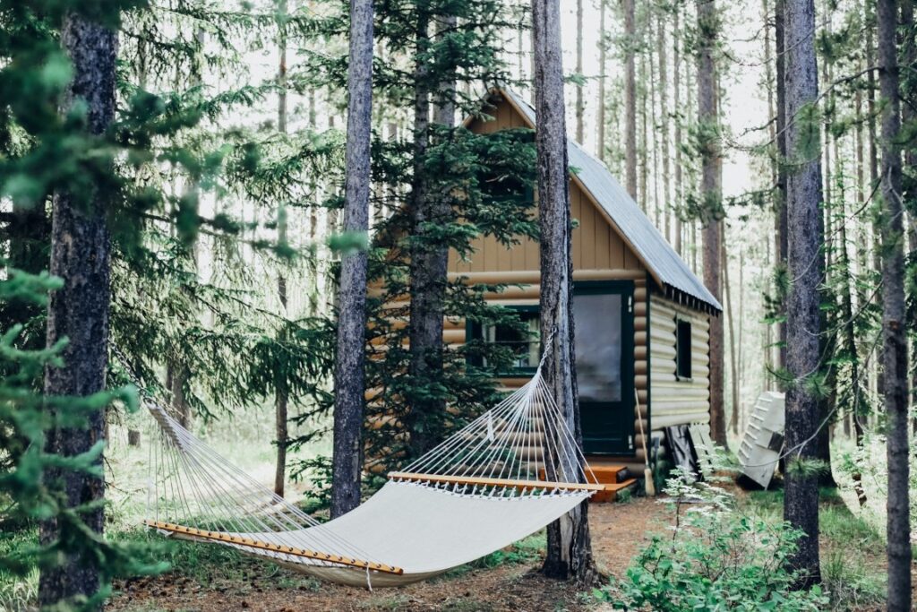 cabin with white hammock