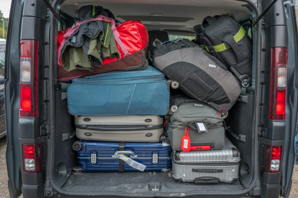 a car with travel bags